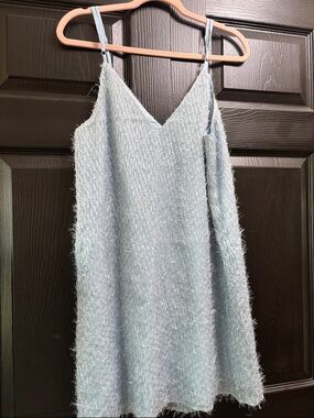 Cupshe Light Blue Fuzzy Mini Dress